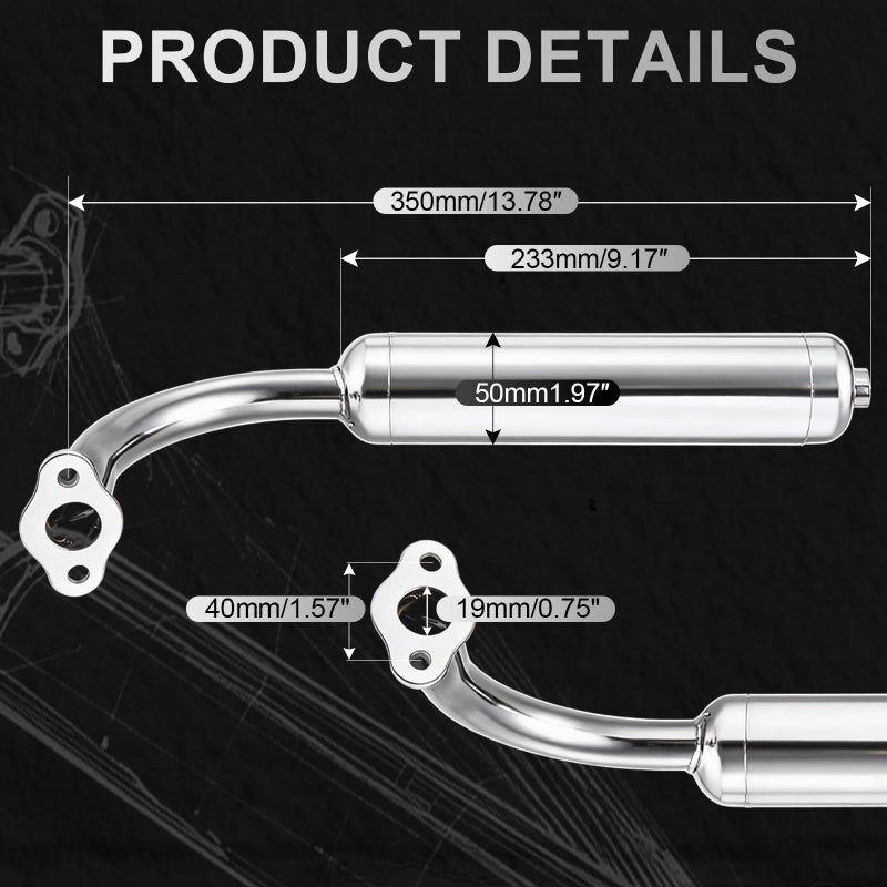 sthus 40mm Chrome Silver Muffler Exhaust Pipe for 49cc 50cc 60cc 66cc 80cc Motorized Bicycle - Image 4